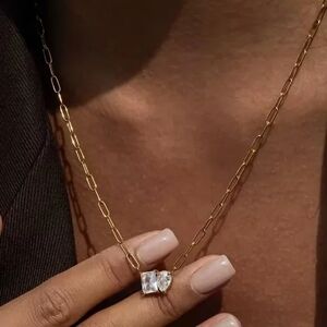 14K Gold filled Pear Moissanite Necklace
